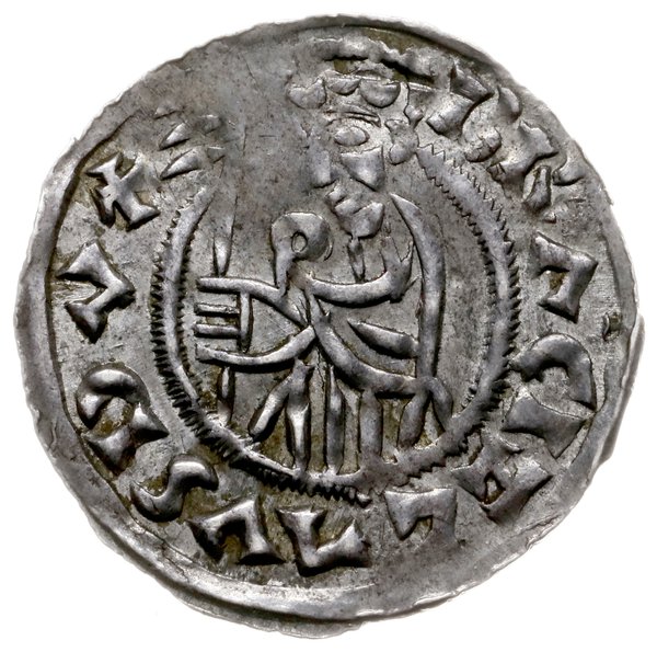 denar przed 1050r.; Aw: Popiersie księcia z chor
