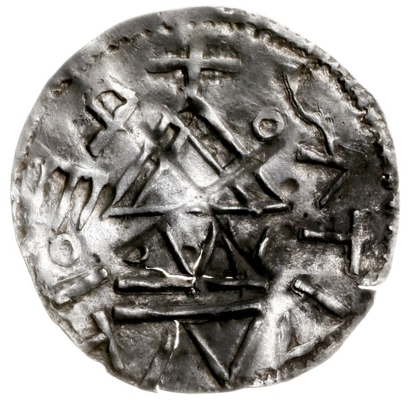 naśladownictwo denara ratyzbońskiego księcia Henryka II (Hahn typ 15 z lat 955-973)