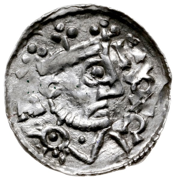 denar 1024-1039; Popiersie króla w prawo / Krzyż