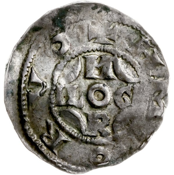 denar 1027-1036; Aw: Napis w formie krzyża ILOGR