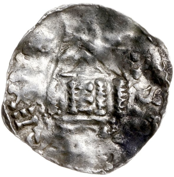 denar 1005-1046; Aw: Kaplica z kolumnami i klina