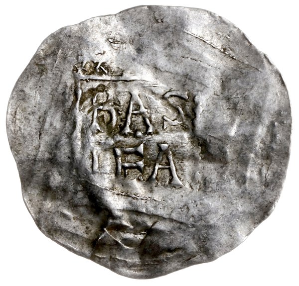 denar (półbrakteat) 999-1025; Aw: Krzyż z łukami