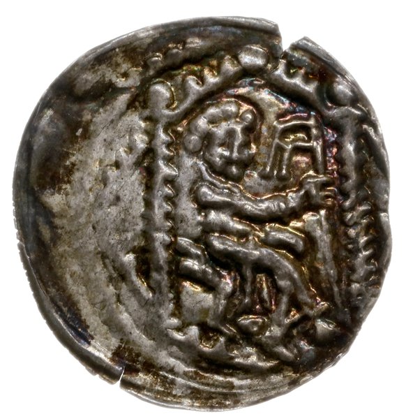 brakteat 1194-1227?; Książę siedzący na tronie w