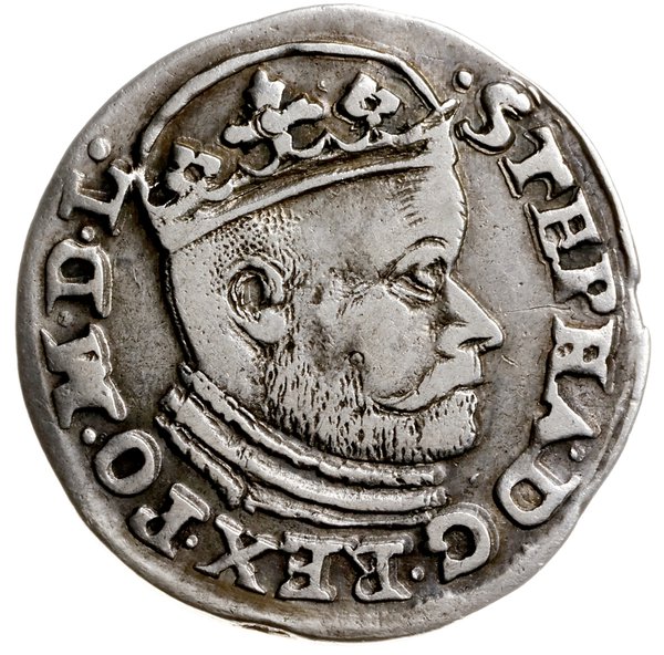 trojak 1585, Olkusz; bez inicjałów po bokach Orł