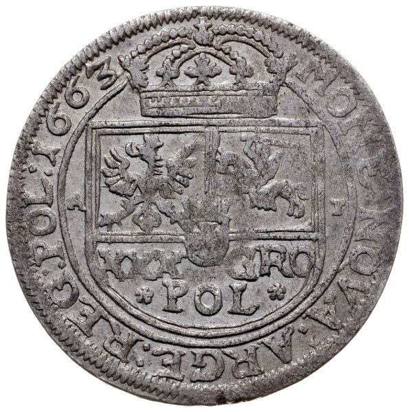 złotówka (tymf) 1663, Lwów; wariant z małą koron