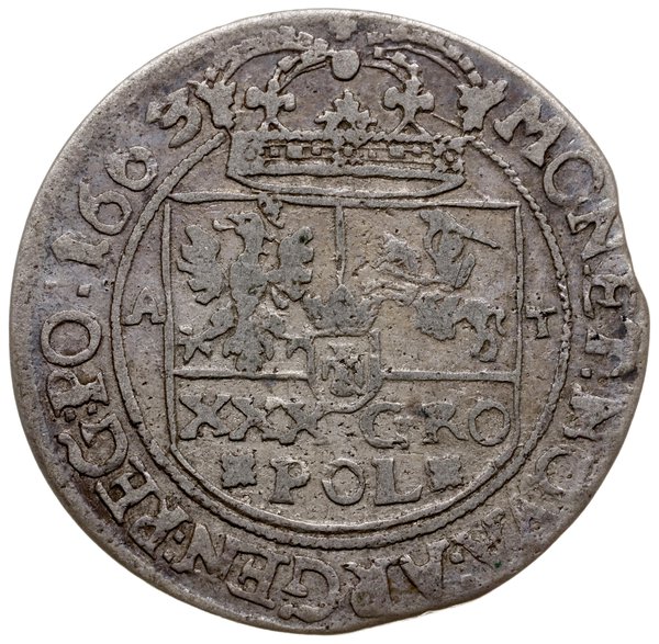 złotówka (tymf) 1663, Lwów; prz POL ozdobniki du