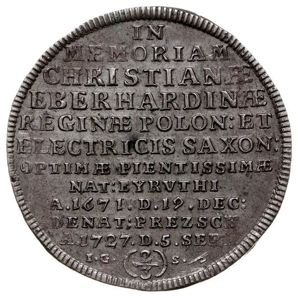 2/3 talara (gulden) 1727, Drezno; Aw: Cyprys i n