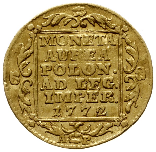 dukat 1772, Warszawa; Aw: Głowa króla w prawo, w