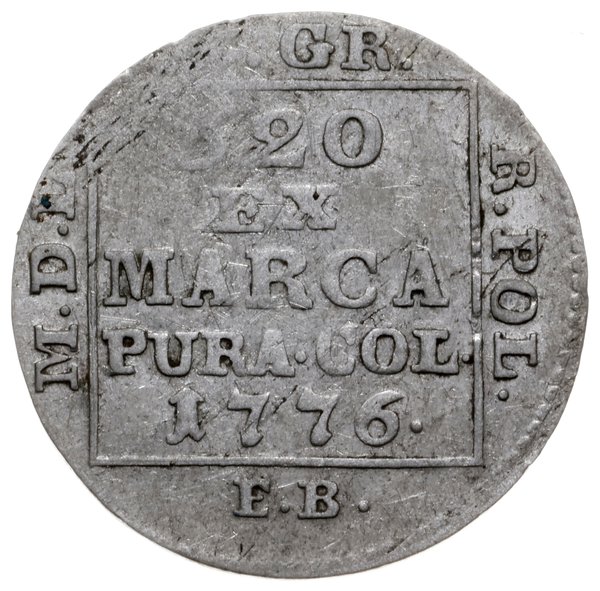 grosz srebrny 1776 EB, Warszawa; Plage 225, Bere