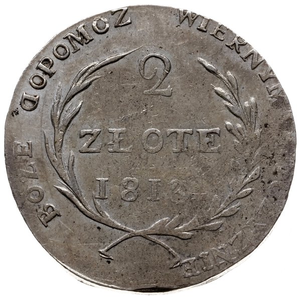 2 złote 1813, Zamość; rzadka odmiana z odwróconą