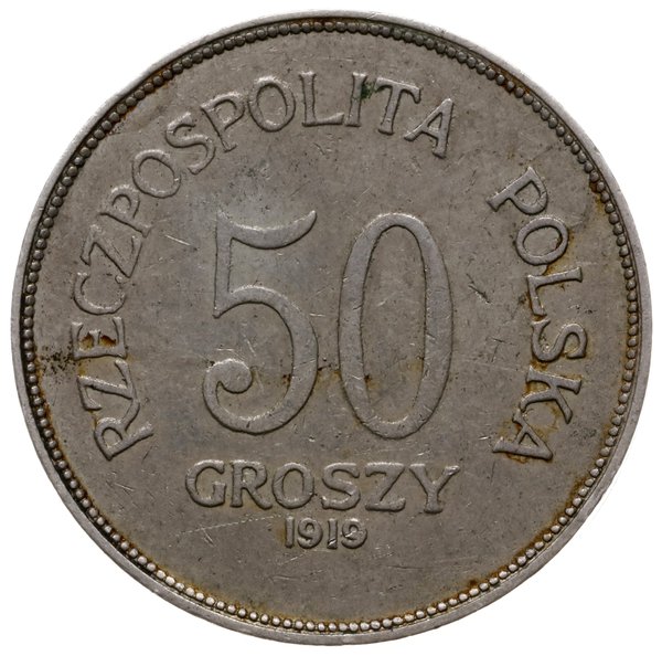 50 groszy 1919, Birmingham; odmiana z małym Orłe