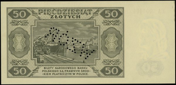 50 złotych 1.07.1948, seria EA, numeracja 0000004