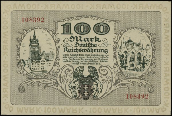 100 marek 31.10.1922, numeracja 108392; Miłczak 