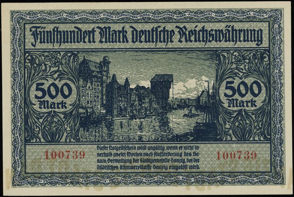 500 marek 31.10.1922, numeracja 100739; Miłczak 