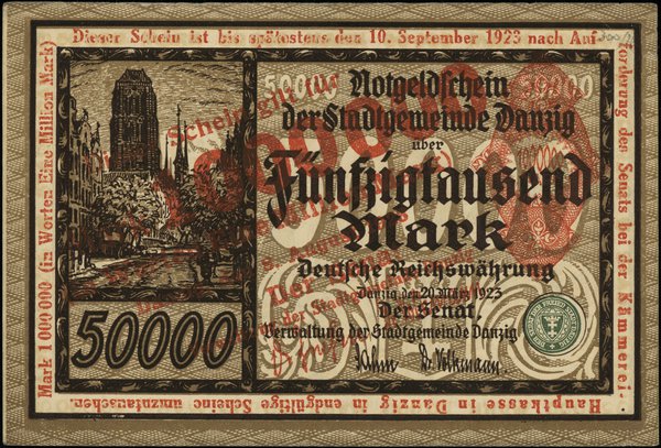 1.000.000 marek 8.08.1923, czerwony nadruk, nume
