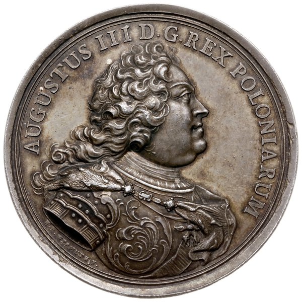 medal sygnowany H F Wermuth wybity w 1742 r. z okazji święta Orderu Orła Białego