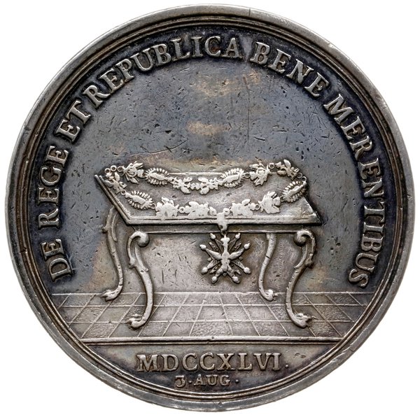 medal sygnowany H F Wermuth wybity w 1746 r. z okazji święta Orderu Orła Białego