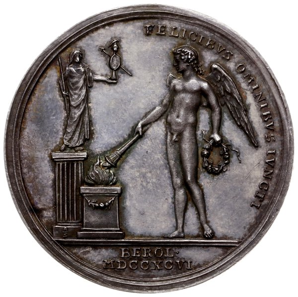 medal z 1796 roku autorstwa Abramsona (medaliera berlińskiego) wybity w Berlinie z okazji zaślubin  Antoniego Henryka Radziwiłła z Luizą Fryderyką Hohenzollern