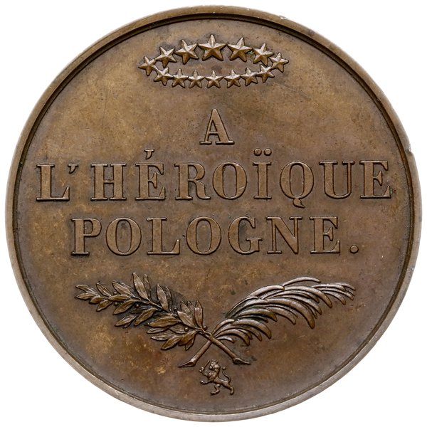 Powstanie Listopadowe 1830-1831, medal autorstwa Barre’a po 1831 r., wybity nakładem Komitetu  Brukselskiego Bohaterskiej Polsce po Powstaniu Listopadowym