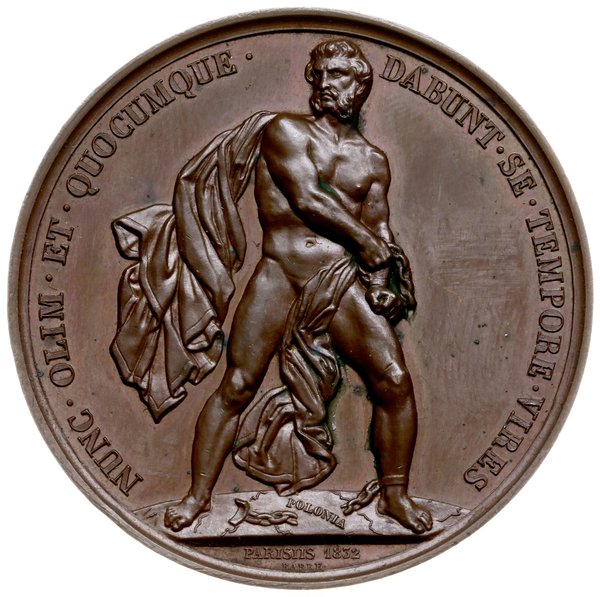 Powstanie Listopadowe 1830-1831, medal z 1832 r. autorstwa Barre’a wybity przez Komitet Litewsko-Ruski  w Paryżu dla upamiętnienia Powstania Listopadowego