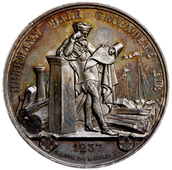 medal z 1837 r. autorstwa G. Loosa i L. Helda wybity na 600-lecie miasta Elbląga