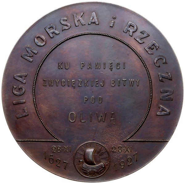 medal z 1927 r. autorstwa Stefana Ślęzaka wybity na 300. rocznicę Bitwy pod Oliwą