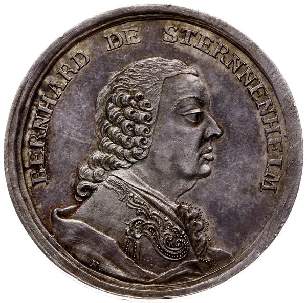 medal z 1771 r. autorstwa J. Helda, wybity z okazji śmierci Bernharda Winklera von Sternenheim (dyrektora  gimnazjum w Brzegu)