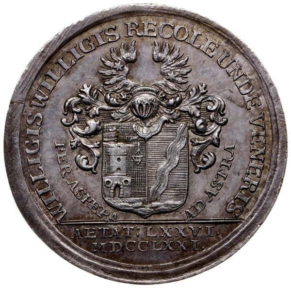 medal z 1771 r. autorstwa J. Helda, wybity z okazji śmierci Bernharda Winklera von Sternenheim (dyrektora  gimnazjum w Brzegu)