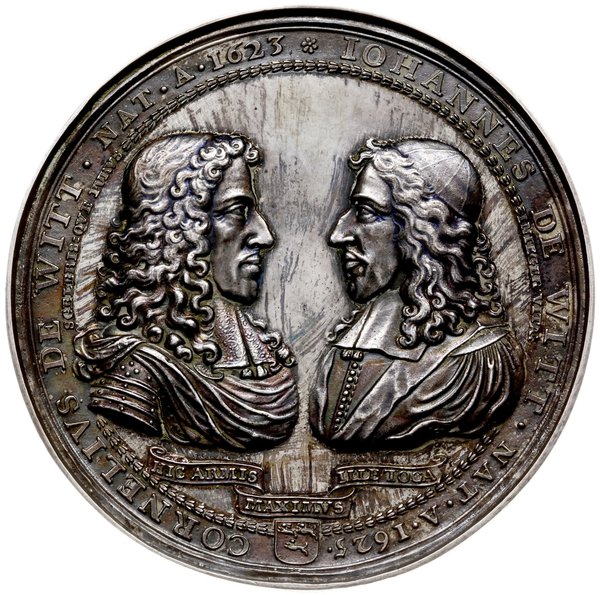 medal z 1672 r. autorstwa Pierre’a Avry’ego wykonany dla upamiętnienia mordu na braciach de Witt