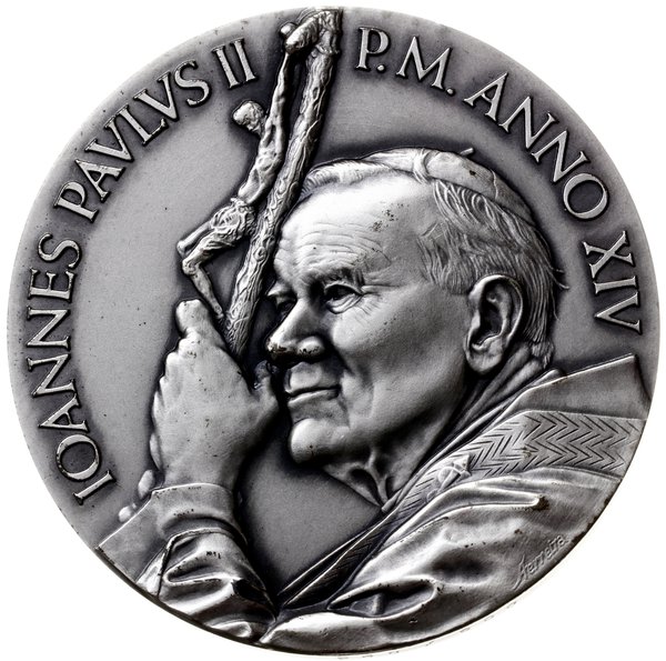 komplet medali papieskich z 1992 r. (Anno XIV) autorstwa Antonia Manuela Silva Fereiry, wybitych  na 500-lecie chrystianizacji Ameryki