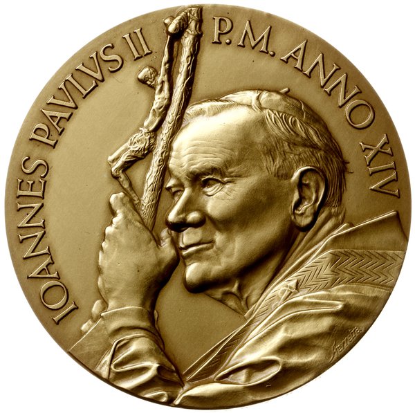 komplet medali papieskich z 1992 r. (Anno XIV) autorstwa Antonia Manuela Silva Fereiry, wybitych  na 500-lecie chrystianizacji Ameryki