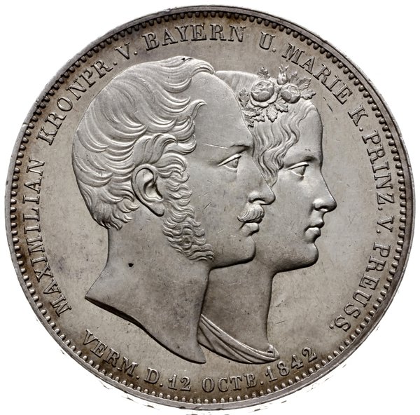 dwutalar 1842, wybity z okazji zaślubin księcia Maksymiliana z księżniczką pruską Marią