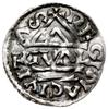 denar 985-995, mincerz Vald; Krzyż z kółkiem i dwiema kulkami w kątach / Dach kaplicy, pod nim GVA..