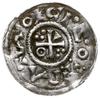 denar 1009-1024, mincerz Id; Popiersie króla w lewo / Krzyż z kółkiem, trójkątem i dwiema potrójny..