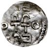 denar 973-1002; Aw: Krzyż z kulkami w kątach; Rw: Napis OTTO wkomponowany w imitację napisu;  Dbg ..