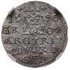 trojak 1590, Ryga, rzadszy typ monety z dużą głową króla; Iger R.90.2.c (R2), K.-G. 16; piękna mon..