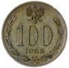 100 (marek) 1922, Warszawa; Józef Piłsudski; Parchimowicz P166.c; mosiądz 6.33 g; nakład jedynie 1..