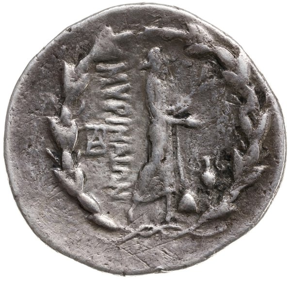 tetradrachma ok. 160-143 pne; Aw: Głowa Apollina