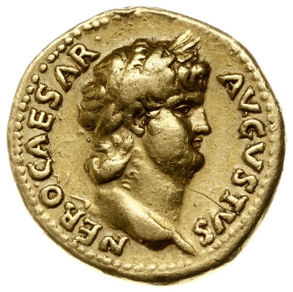 aureus 64-65, Rzym; Aw: Popiersie cesarza w wień