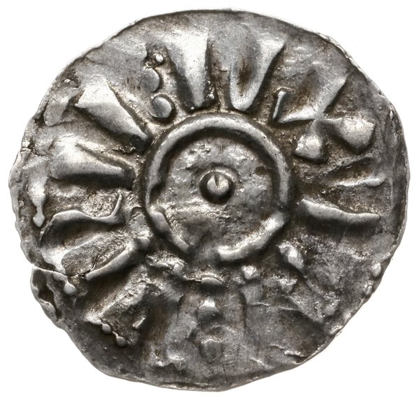 denar ok. 1002-1015; Kulka w obwódce / Krzyż z k