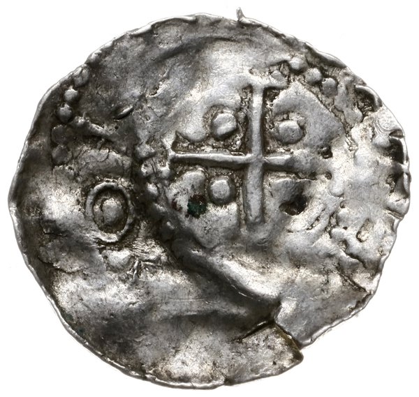 denar 996-1018; Popiersie w prawo, przed nim krz