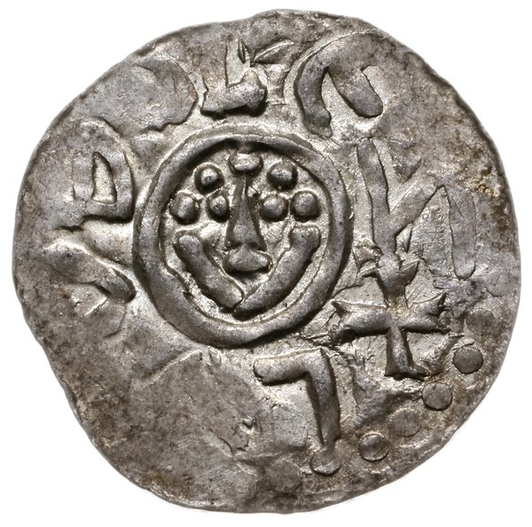 denar, przed 1107, Wrocław; Aw: Głowa z perełkow