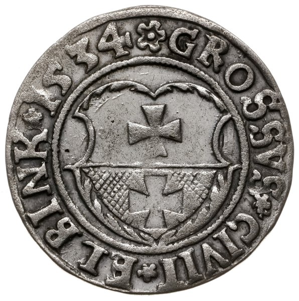 grosz 1534, Elbląg; z końcówką napisu na awersie
