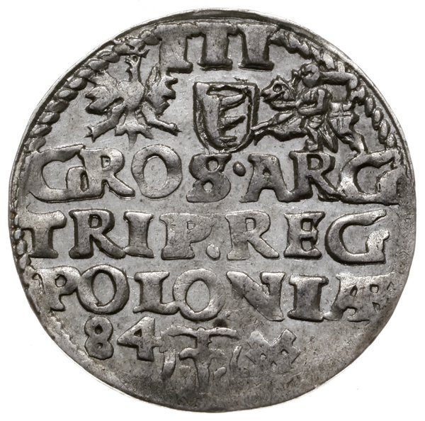 trojak 1584, Poznań; mała głowa króla (popiersie