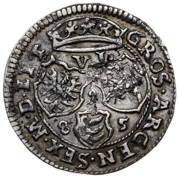 szóstak 1585, Wilno; na rewersie odmiana ze znak