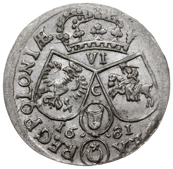 szóstak 1681 TLB, Kraków; popiersie króla w zbro