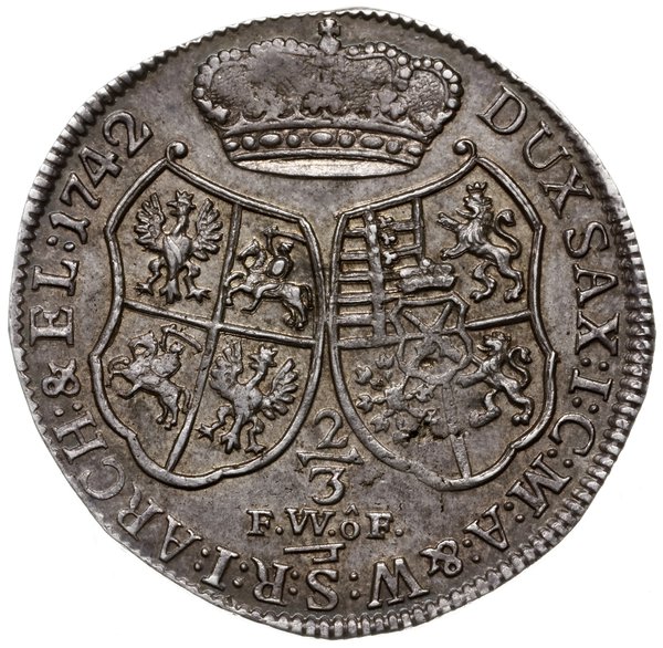 2/3 talara (gulden), 1742, Drezno; litery FWôF i