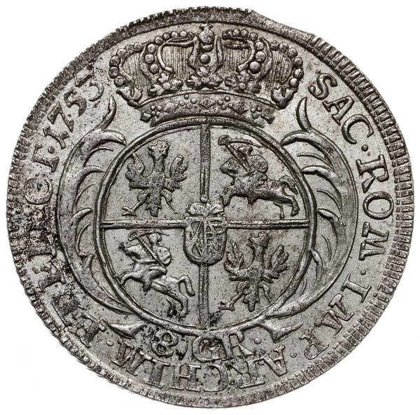 dwuzłotówka (8 groszy) 1753, Lipsk; mniejsze pop