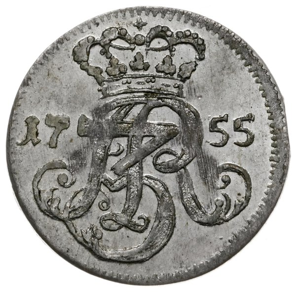 trojak 1755, Gdańsk; pod herbem Gdańska cyfra II