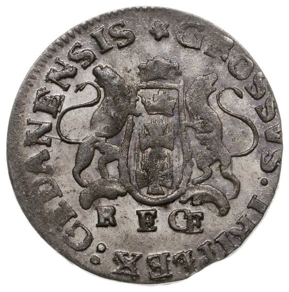 trojak 1765, Gdańsk; herb Gdańska w wąskiej tarc